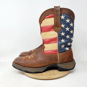 Durango Lady Rebel Boots Womens 9 Flag Patriotic Brown Leather 10" Cowboy Shoes